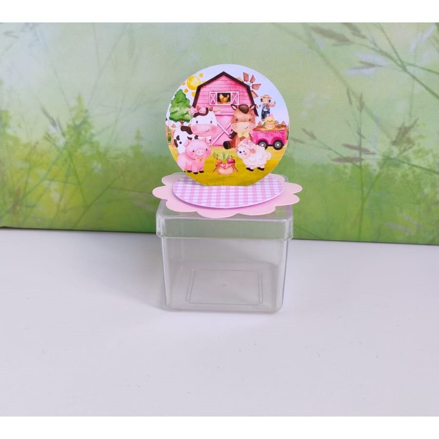Aplique 3D Lembrancinha Aniversário Festa Infantil - Fazendinha rosa - Envio rápido