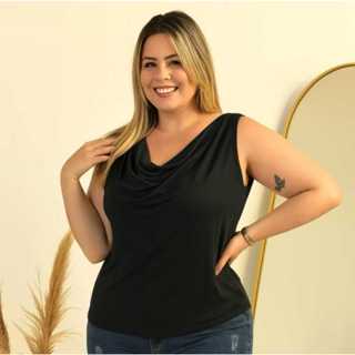Blusa Regata Gola Fofa Plus Size Malha Viscolycra Soltinha Elegante em Oferta na Shopee