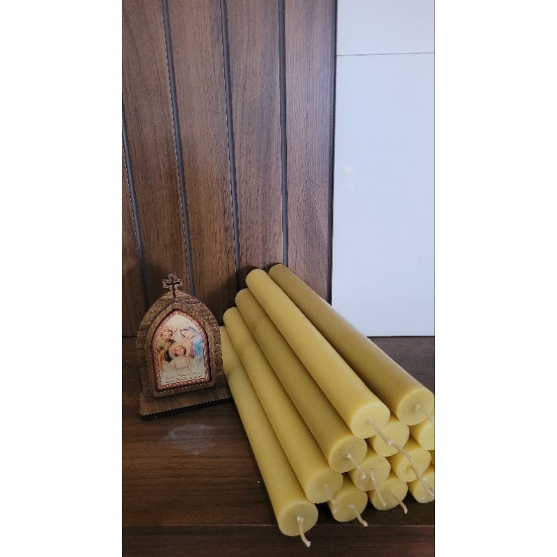 Vela de cera de abelha 30x3 cm para altar e/ou castiçal (unidade)