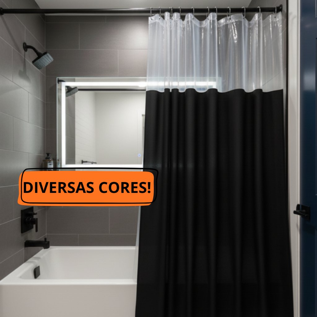 Cortina De Box Banheiro Lisa Com Visor Impermeável Antimofo em Oferta na Shopee