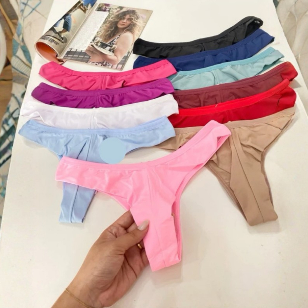 Kit 10 Calcinha Tanga Fio Duplo Ultra Conforto Levanta BumBum Microfibra Promoção em Oferta na Shopee