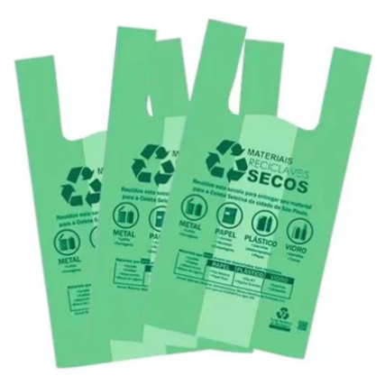 Sacola Plástica Super Reforçada 400 Unidades Biodegradável Verde Lei Prefeitura 30x40 38x50 48x55 em Oferta na Shopee