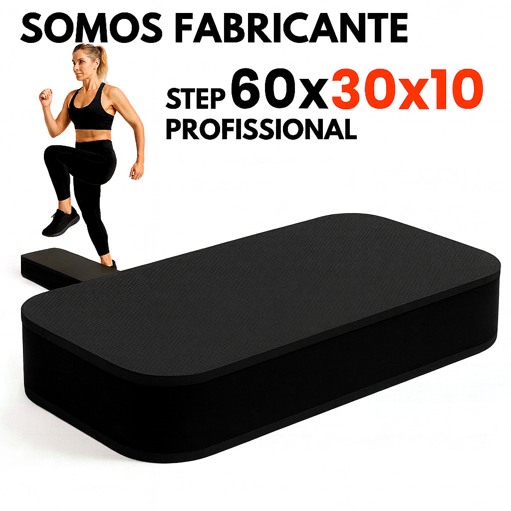 Step de Academia em EVA 60x30x10cm para Treino Funcional, Exercícios Aeróbicos, Crossfit e Musculação PRETO