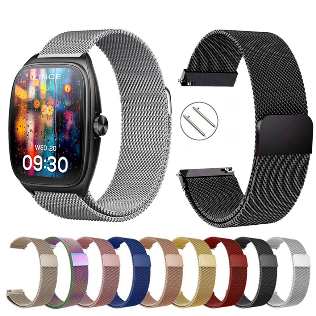 Pulseira de 22mm milanesa aço inox para Smartwatch Lince Fusion de Engate Rapido