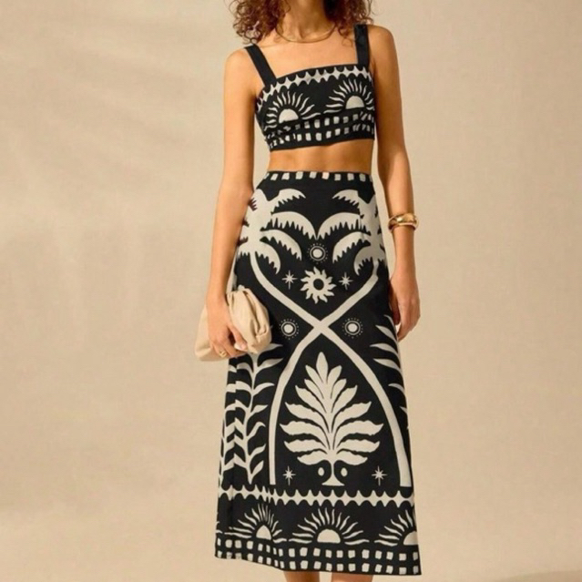 Conjunto Coqueiro tropical com estampa sol e árvore verão