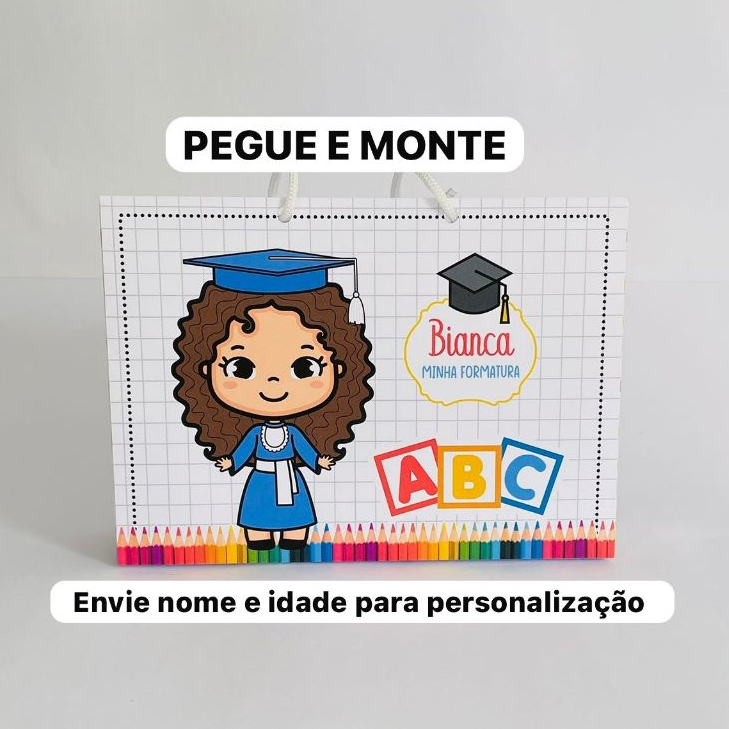 Kit Festa Sacolinha Personalizada Formatura ABC Menina | Lembrancinha de Aniversário