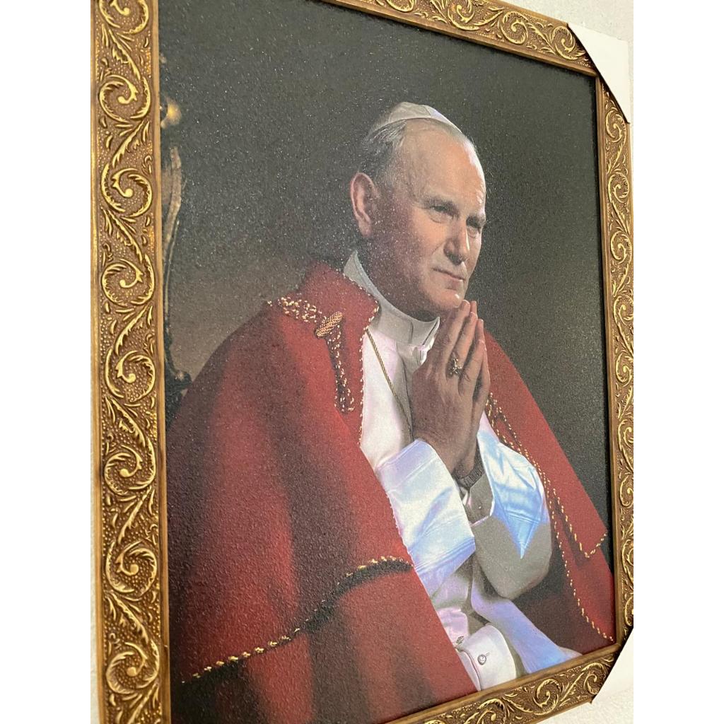 QUADRO DO PAPA JOÃO PAULO II 30X40CM RESINADO MOLDURA TRABALHADA — imagem 2 de 2