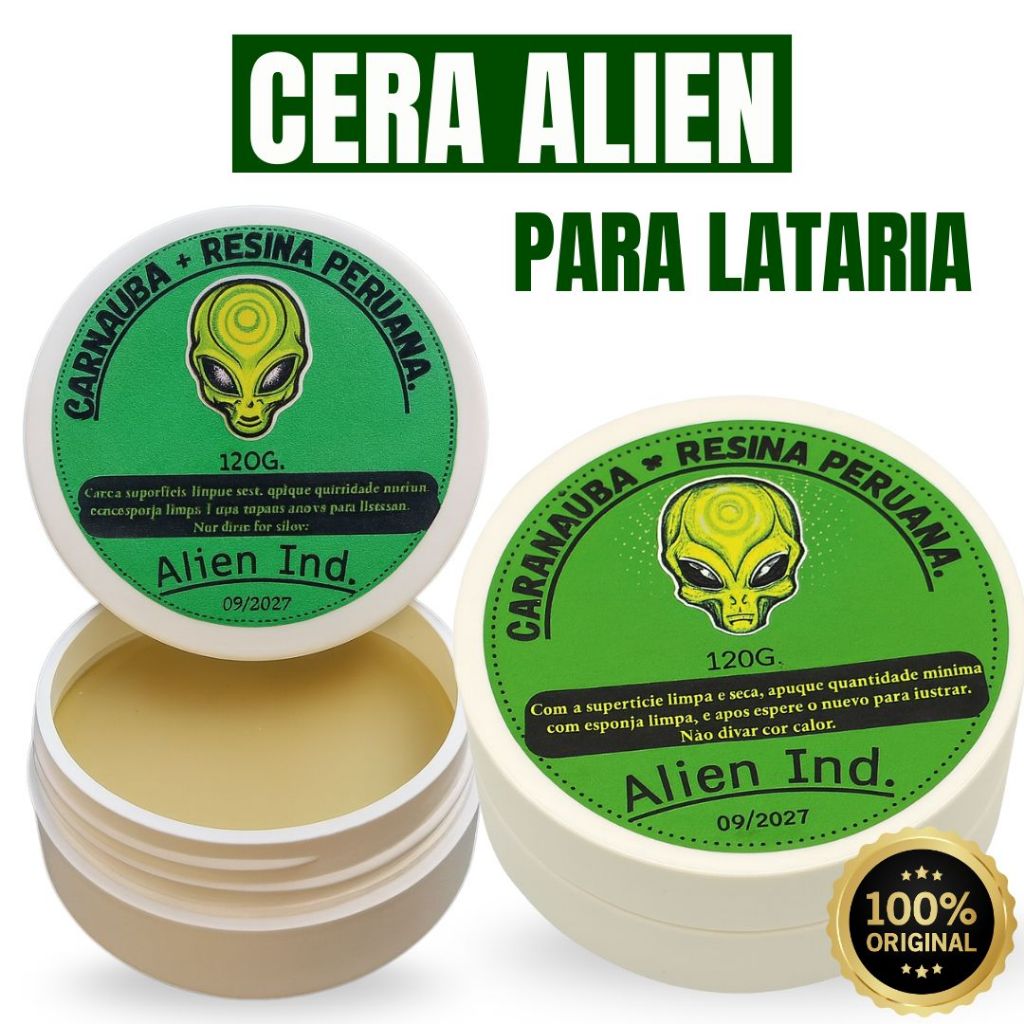 Cera Automotiva Carnaúba Alien Ind - Espelhamento Cerâmico Polimento Tira Riscos Repele Água 120g