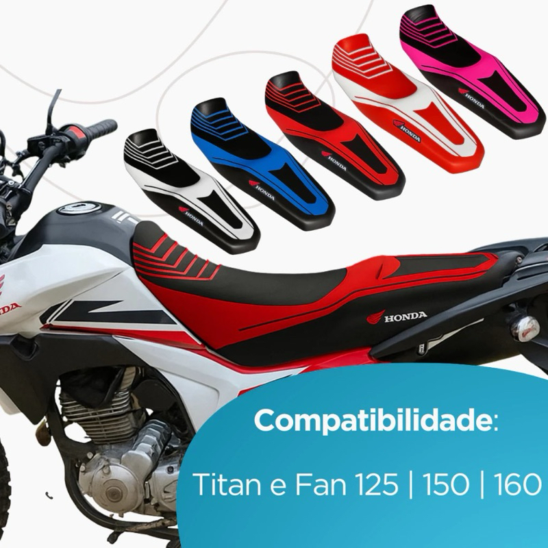 Capa de Banco Esportiva Honda Titan Fan Bros XRE CB Falcon – Modelo Racing Antiderrapante Premium em Oferta na Shopee