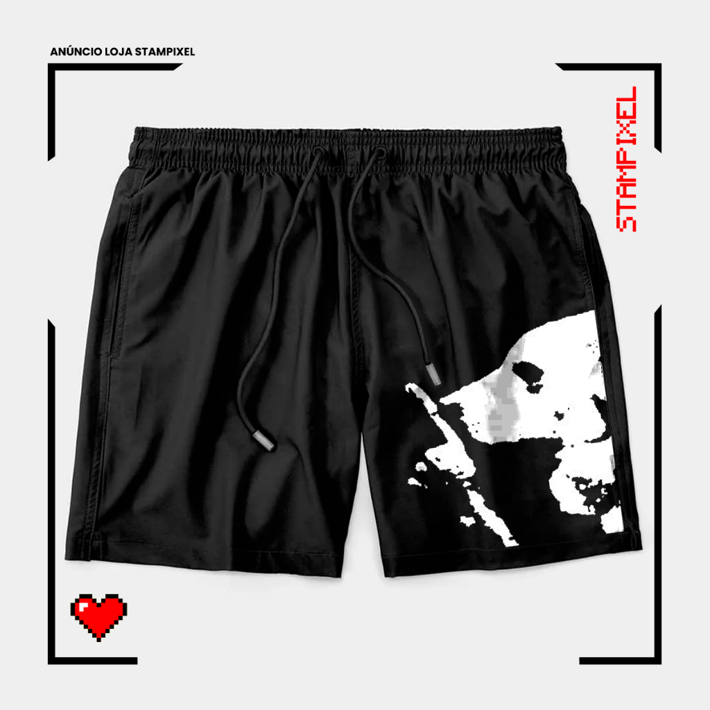 Bermuda Tactel Cachorro Dog Streetwear Short Alternativo Confortável Com Elastano Ideal Lazer Treino Esportes Praia