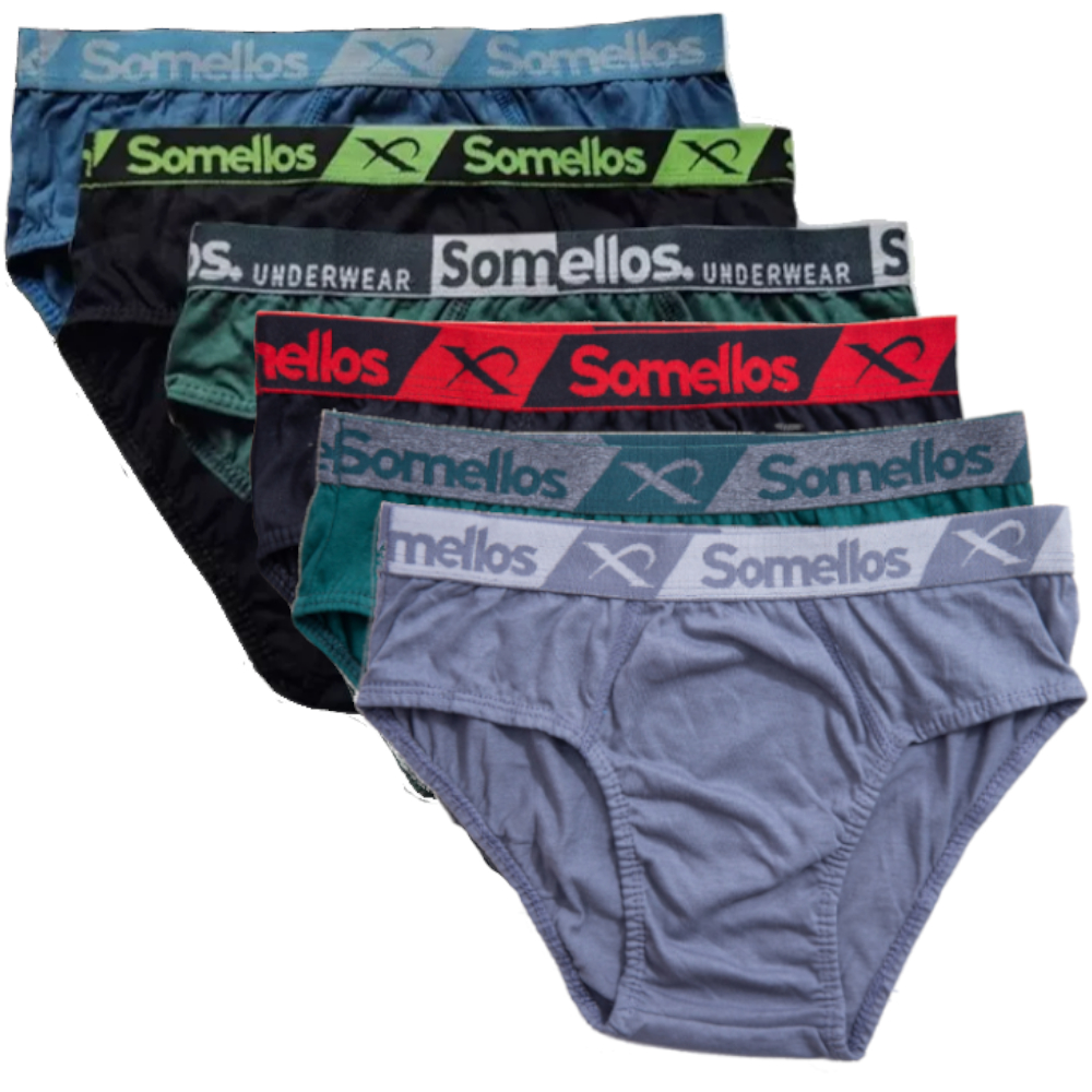 Cueca Adulto Kit 6 Cuecas Normal Slip 100% Algodao Premium Somellos Man