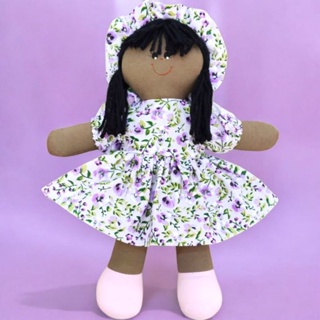 Boneca de Pano 30cm, Bonequinha Negra. em Oferta na Shopee