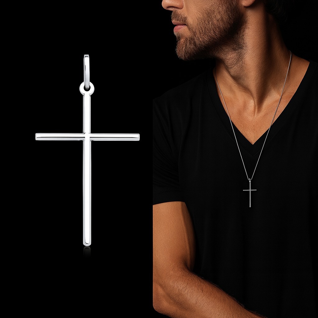 Pingente de Prata 925 Cruz Palito Crucifixo Maciço Joia Fina Religiosa Masculino Feminino 1 Unidade
