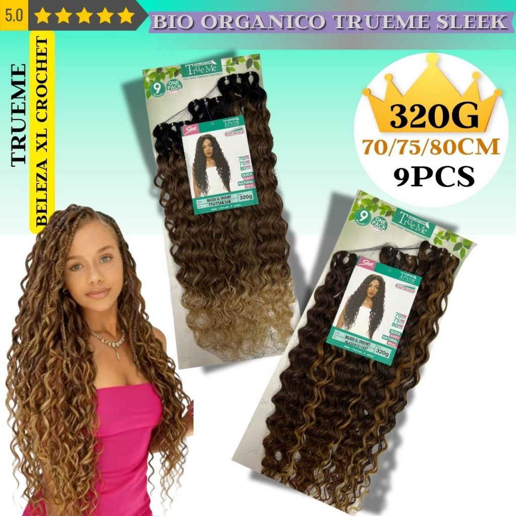 Cabelo Bio Orgânico Cacheado Modelo Beleza XL Crochet Sleek 80cm 320g em Oferta na Shopee