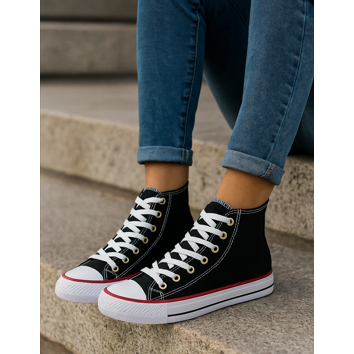 Tênis Feminino Casual Star Sola Vulcanizada Botinha Plataforma Bota Feminino Unissex Feminino Masculino Preto  Cano Alto