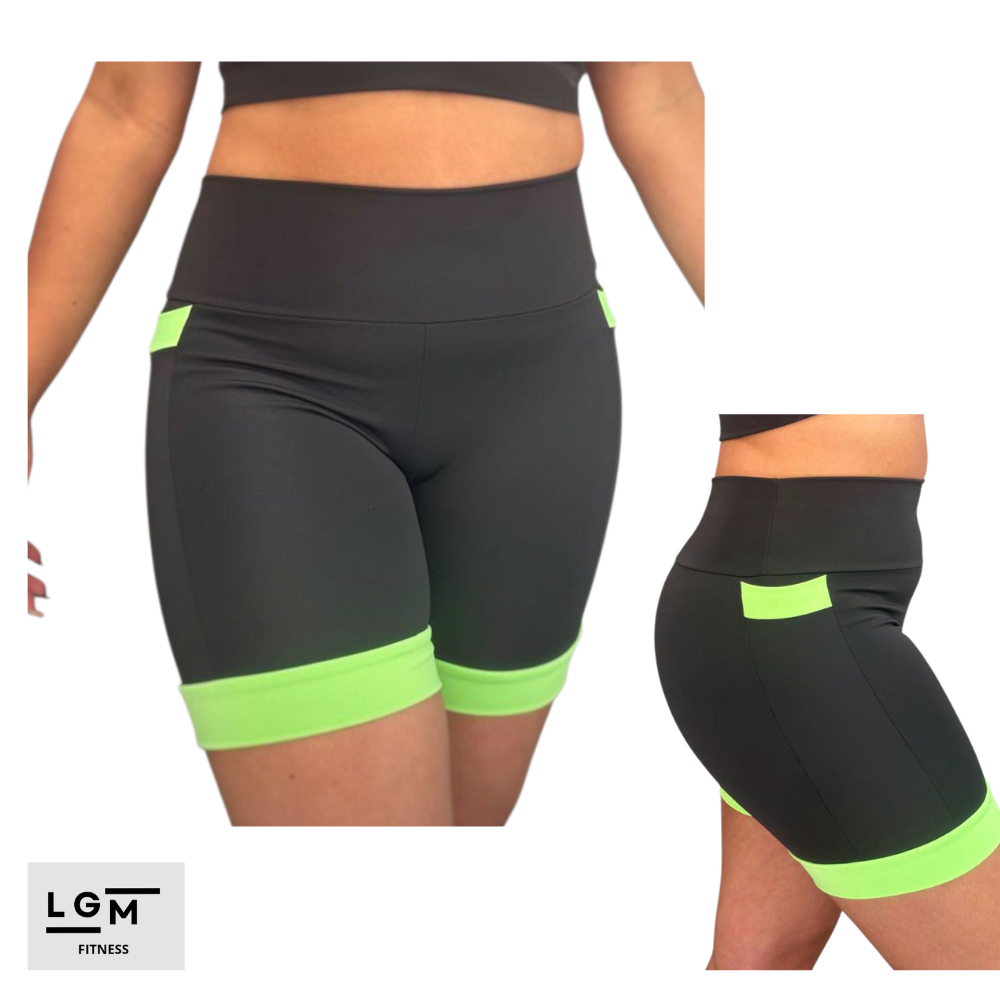 Short Academia Feminino Suplex com Bolso Lateral Cintura Alta Zero Transparência