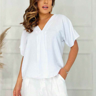 Blusa feminina tecido Dona Listrado LISA manga curta estampado