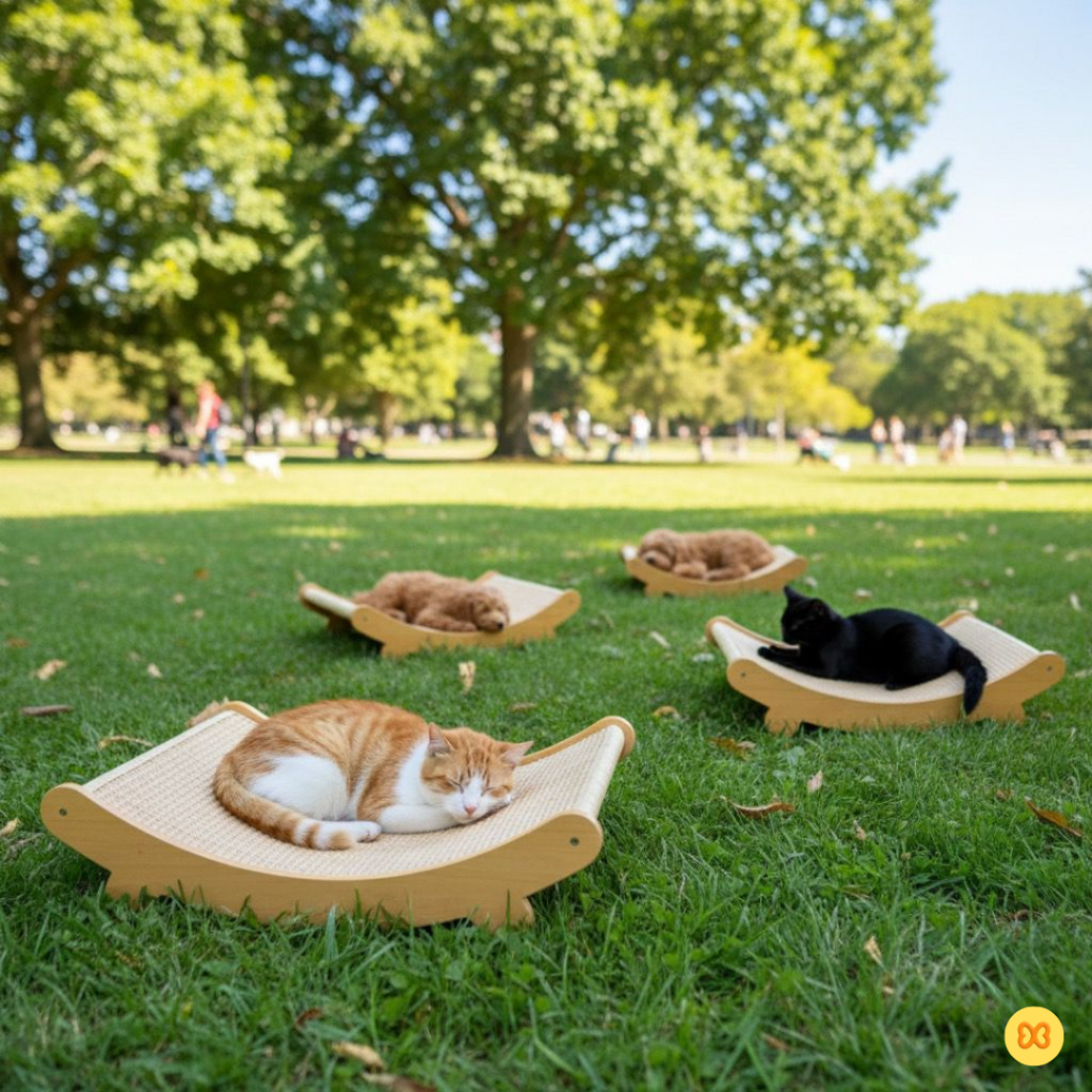 Cama/Pet Lounge ELEXA Premium em Madeira e Sisal para Cachorros e Gatos – Design Exclusivo | 3 Tamanhos em Oferta na Shopee