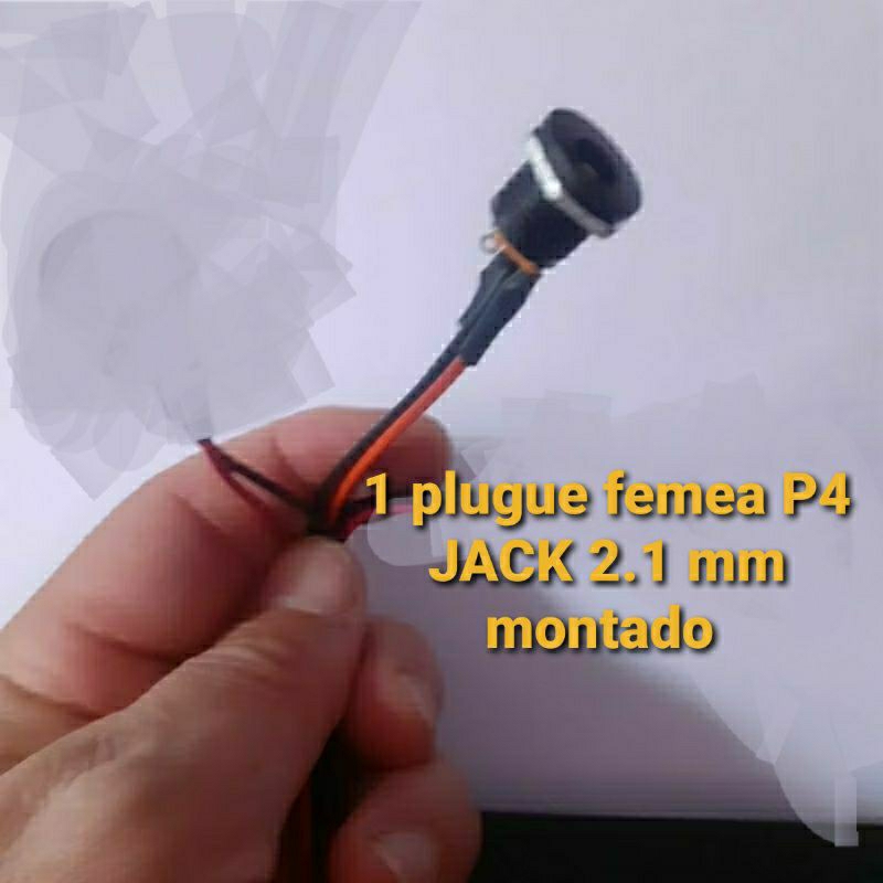 1  Conector com fio Plug Jack  P4 Femea Dc  2,1mm fonte som bob OFERTA em Oferta na Shopee