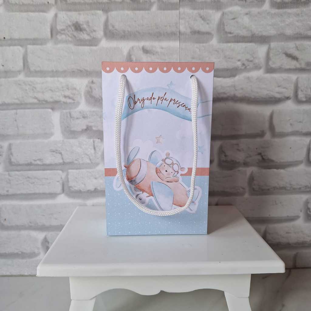 ENVIO RAPIDO Kit 10 a 30 Sacolinhas Surpresa Personalizada Ursinho Aviador Lembrancinhas Mimo infantil Aniversário
