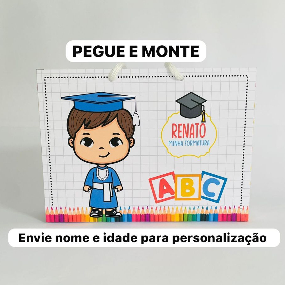 Kit Festa Sacolinha Personalizada Formatura ABC | Lembrancinha de Aniversário