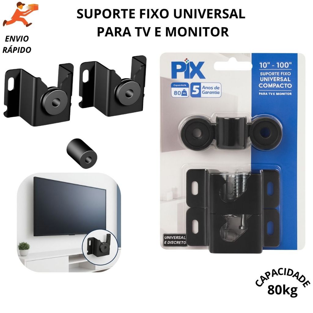 Suporte Fixo Universal Compacto para TV e Monitor – resistente, fácil de instalar e ideal para economizar espaço em Oferta na Shopee