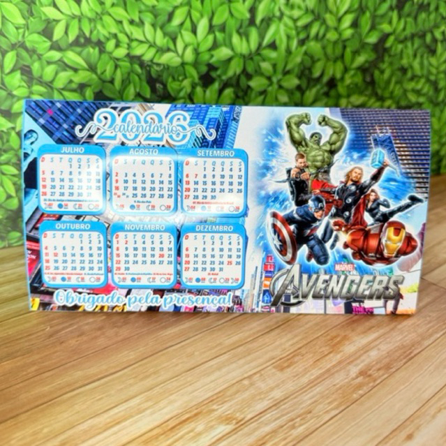 Calendário de Mesa Vingadores Personalizado Nome e Idade Centro de Mesa Envio Rápido