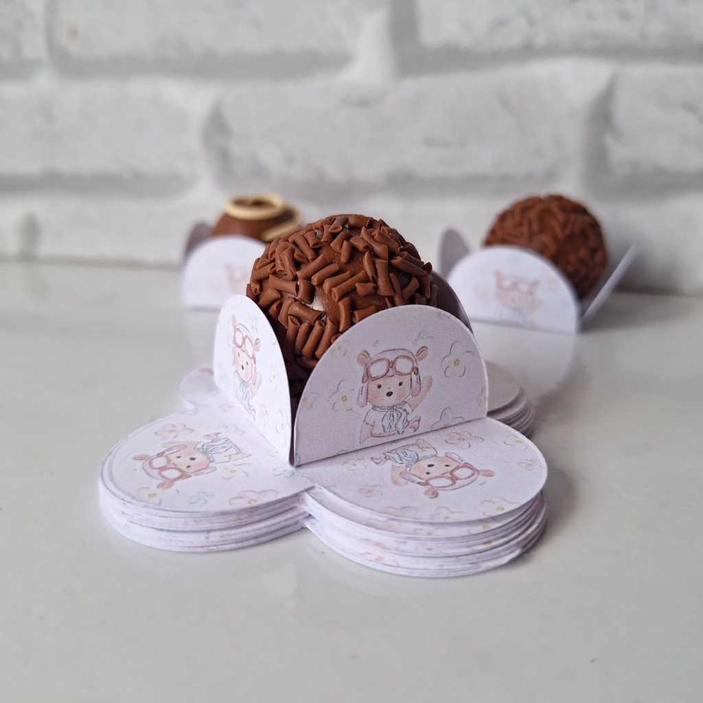 120 Forminhas de Doce Ursinha Aviadora Festa Infantil Brigadeiro Cha de Bebe Lembrancinhas Personalizadas Mimo