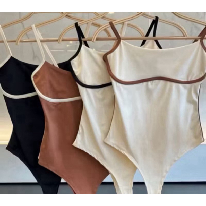 Body alcinha Feminino Bicolor Anarruga Sustentação estruturado em Oferta na Shopee