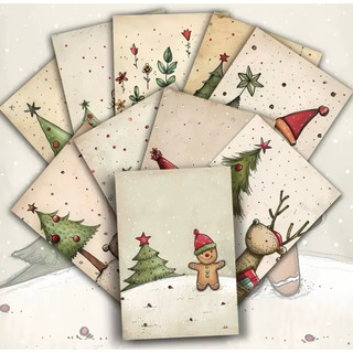 Cartão de Natal Vintage - Modelos Variados - Escreva Uma Mensagem Especial - Presente - Cartão Natalino