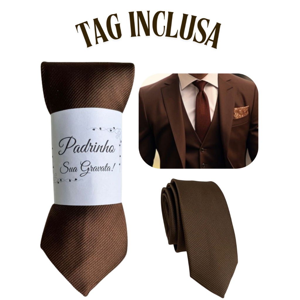 Gravatas Kit 1 a 4 unidades marrom para Padrinhos Casamento Slim em Oferta na Shopee