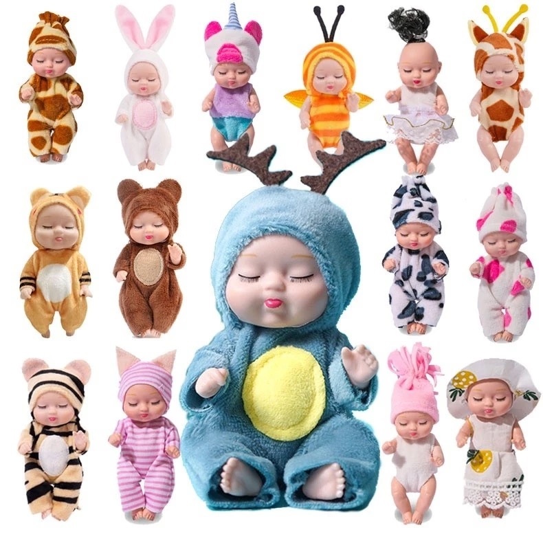 Boneca Fofo 11cm Simulação Renascida Silicone Sleep Baby Sólido Mini Brinquedos Meninas