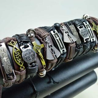 Pulseiras Couro Sintético Religiosas Nossa Senhora e Cruz em Oferta na Shopee