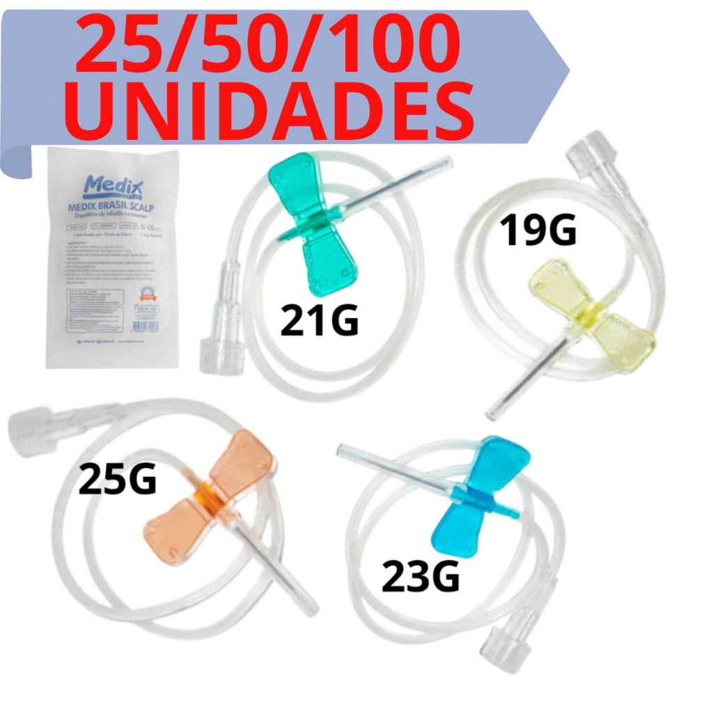 Scalpe Simples 19G/21G/23G/25G Medix 25/50/100 Unid em Oferta na Shopee