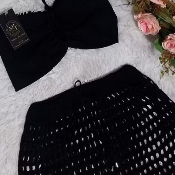 conjunto saída de praia saia& top faixa multiuso Anna em Oferta na Shopee