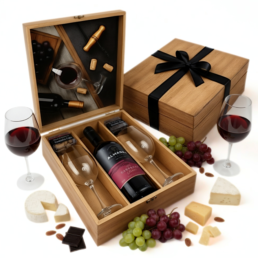 Kit Cesta Vinho Tinto Cabernet Sauvignon Almadén 750ml. Pronto para Presentear. PERSONALIZE COM NOME OU LOGO! em Oferta na Shopee
