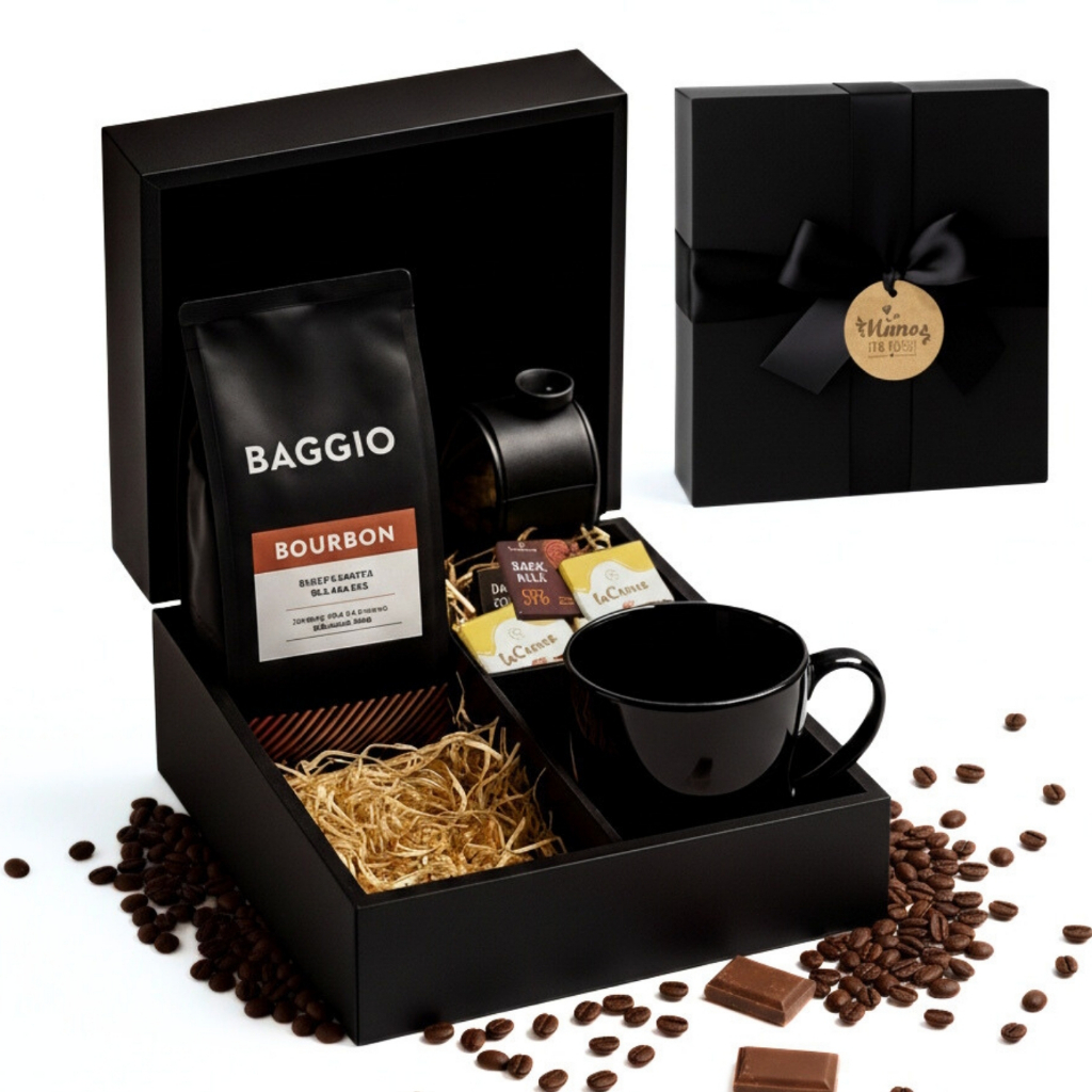 Cesta Kit Café Gourmet Baggio – Presente Sofisticado, Elegante e Pronto para Presentear - PERSONALIZE COM NOME OU LOGO!
