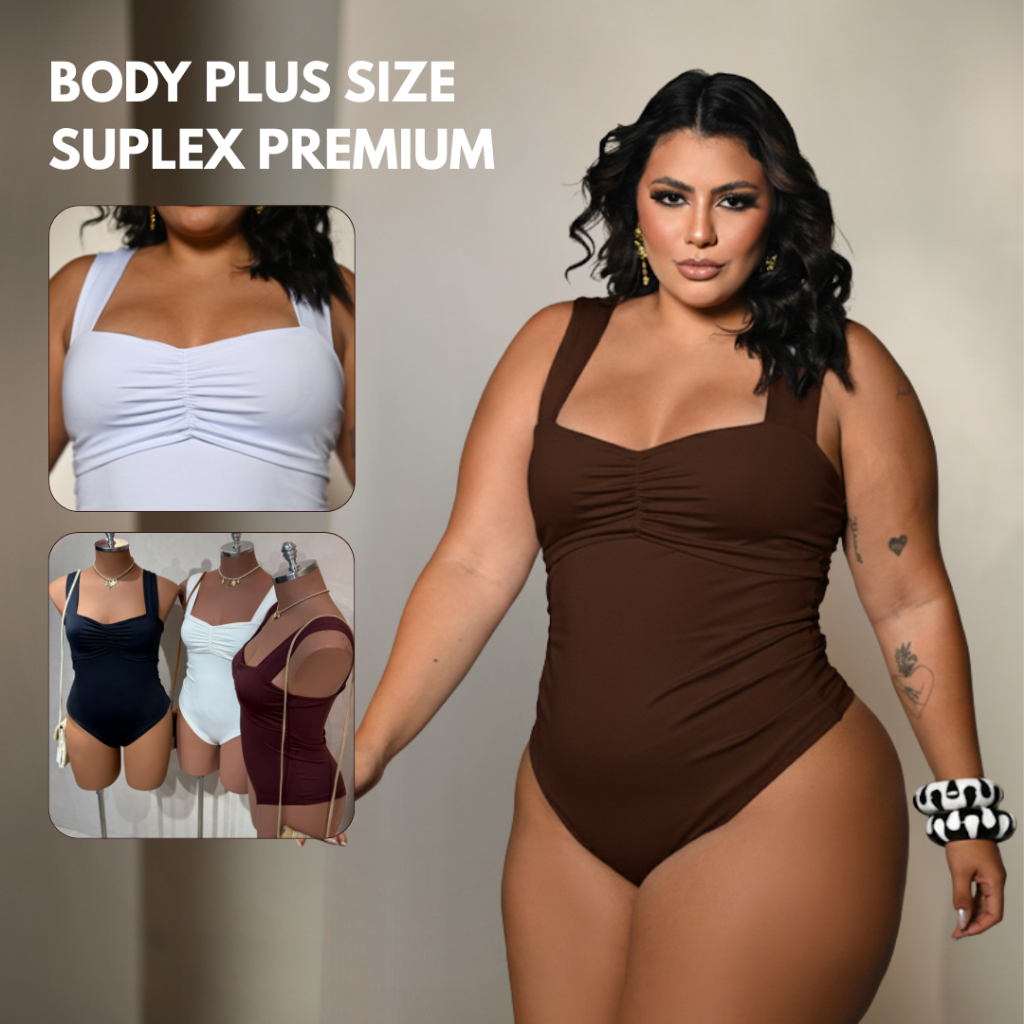 Body Feminino Plus Size Premium Forrado Zero Transparência Modelador Acinturado Elegante G1 G2 em Oferta na Shopee
