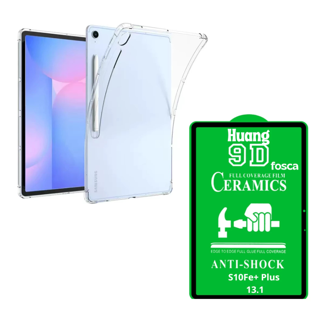 Kit 2X1 Samsung Galaxy Tab S10 FE Plus Tela 13.1 - Capa Transparente Anti-Impact