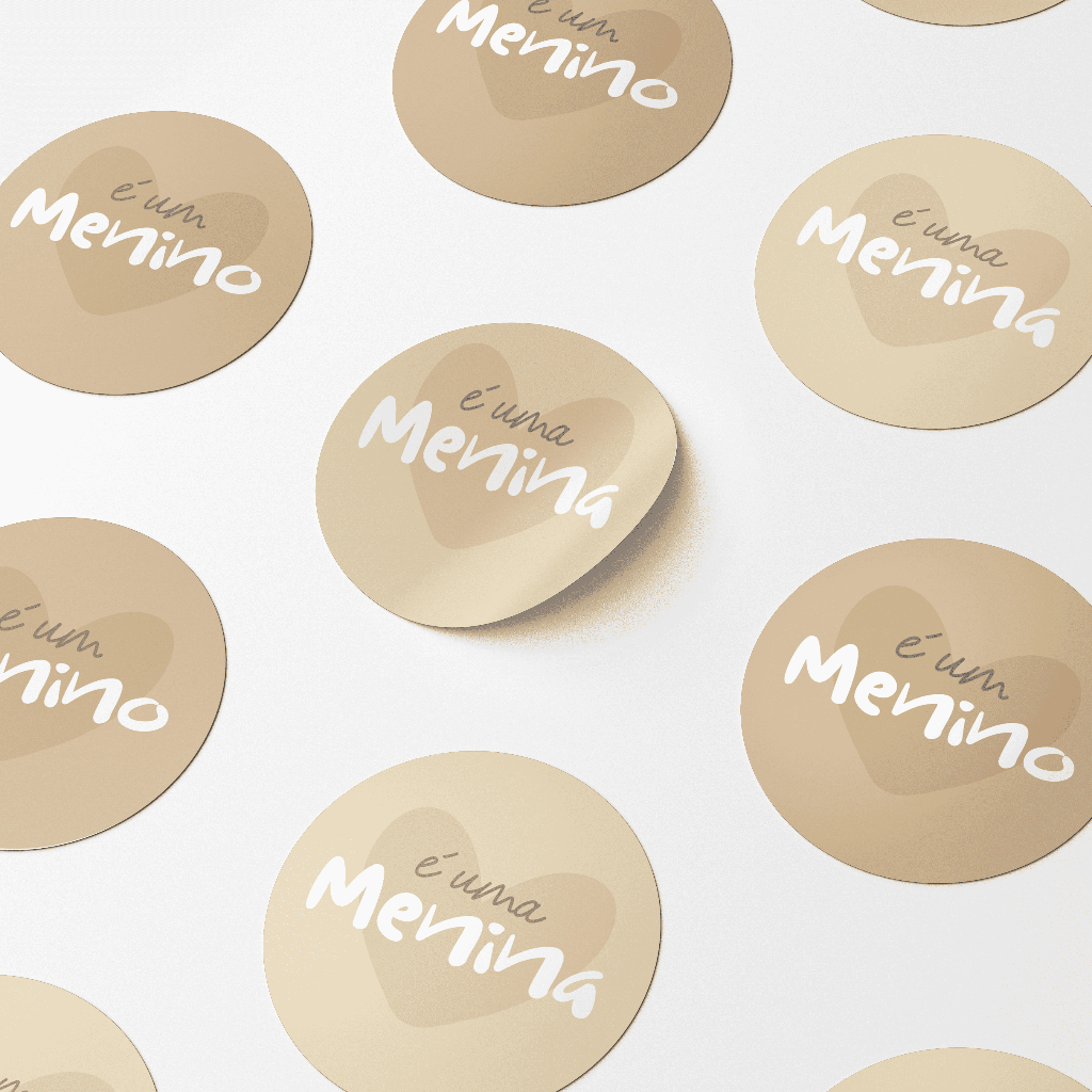 150 Adesivo Chá Revelação - Tons Marfim - Lembrancinha Tag - menina e menino decoração