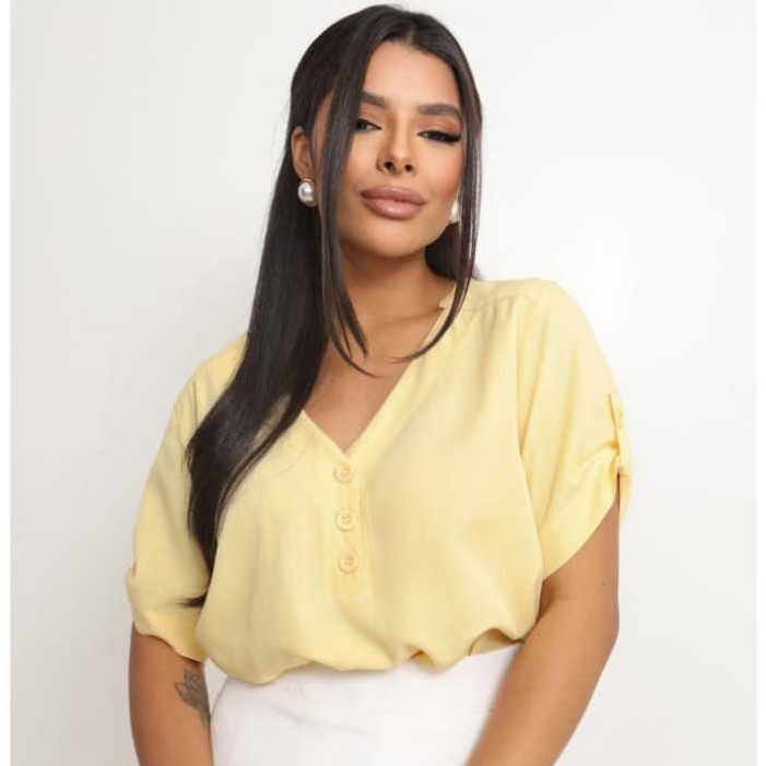 Blusa Feminina Manga Curta Social M G GG | Soltinha Confortável Elegante Moda Casual do Dia Dia em Oferta na Shopee