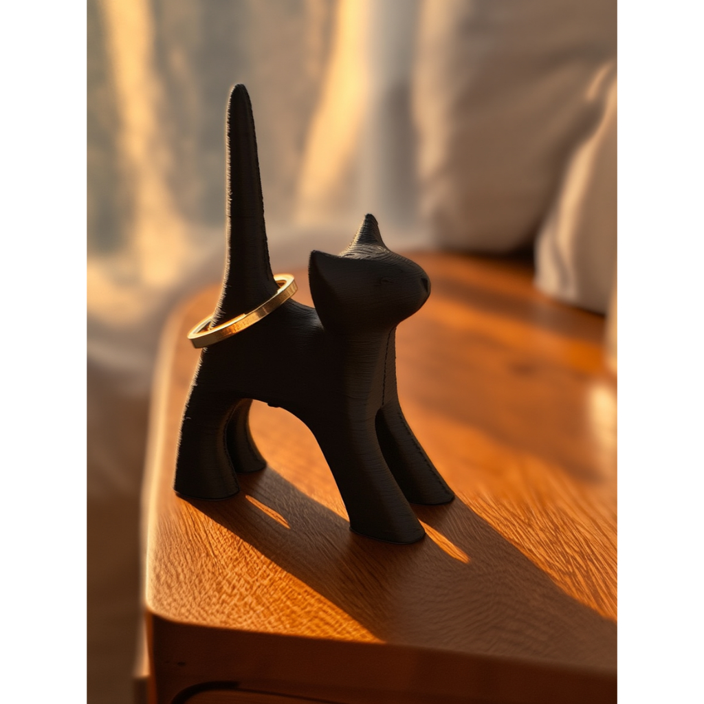 Suporte para Anel de Gato 3D – Porta Joia Criativo, Presente Fofo e Decoração Moderna