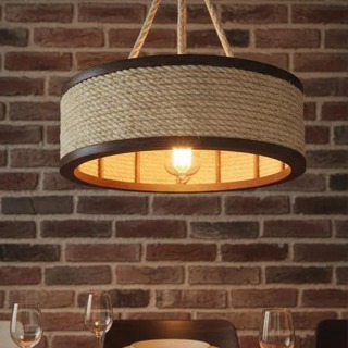 Luminária Lustre Pendente Rústico Madeira Corda Sisal 30cm diâmetro em Oferta na Shopee