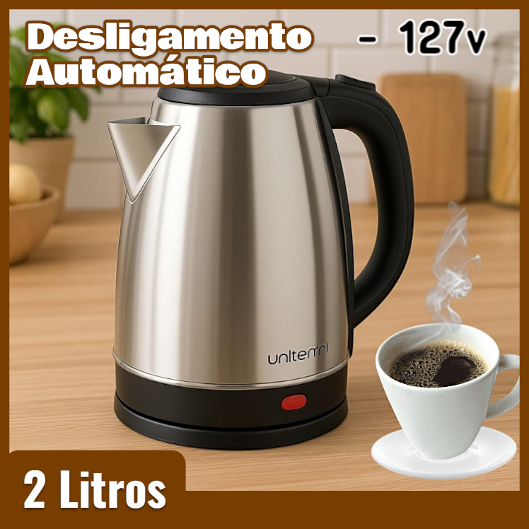 Chaleira Jarra Elétrica Térmica 2 Litros 127V Inox Ideal para Chá, Café e Chimarrão Preta em Oferta na Shopee