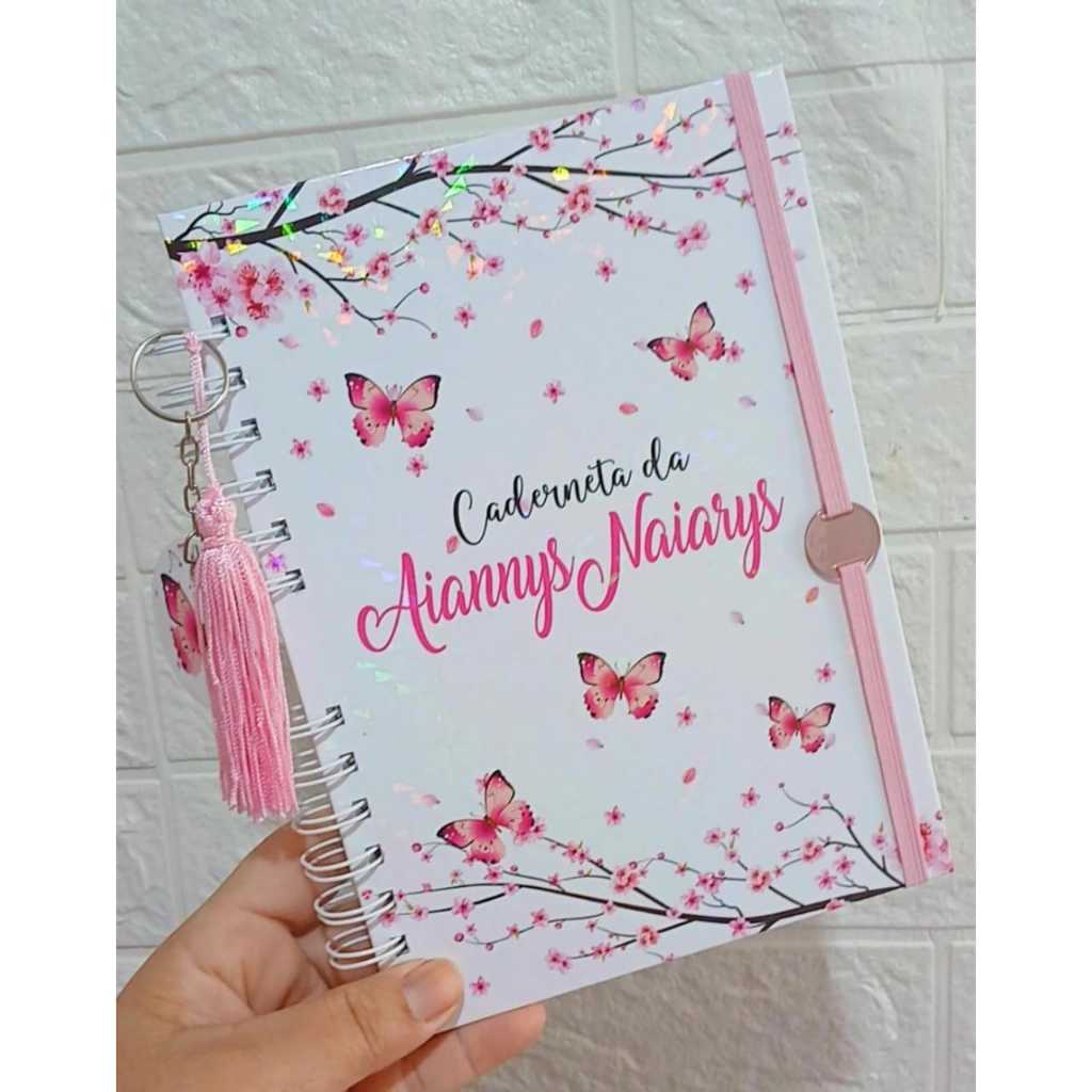 CADERNETA DE VACINA PERSONALIZADA BORBOLETA ROSA