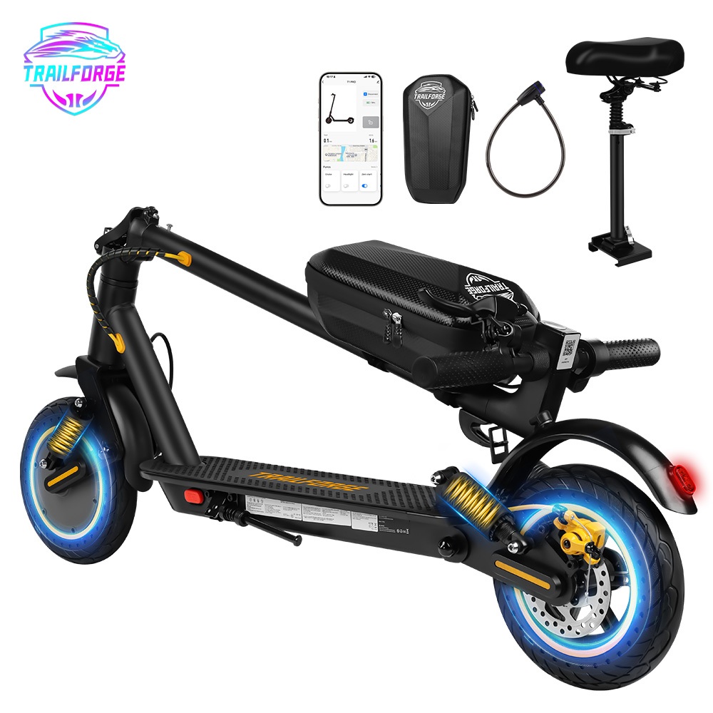 TRAILFORGE 10"Patinete Eletrico Scooter 600W 10.4AH 35KM Autonomia, Velocidade Máxima de 35KM/H