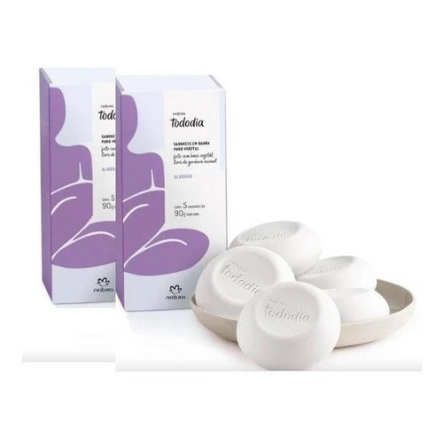 Sabonete em Barra Puro Vegetal Tododia Algodão 2 caixas,5 unidades de 90 gr em cada