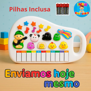 Piano Teclado Animal Brinquedo Infantil Sons Musical Criança Fazenda - Morango em Oferta na Shopee