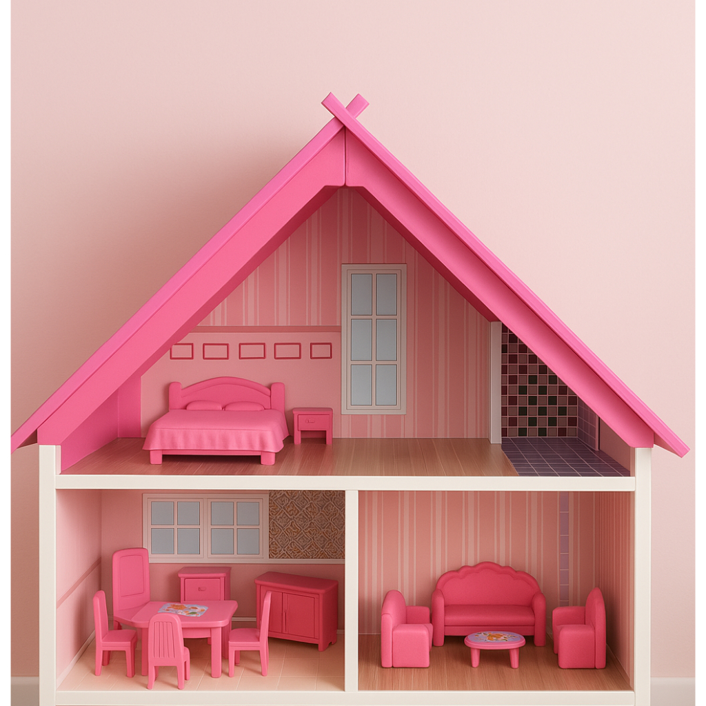 Casinha Boneca Portátil com mini moveis | Mobiliada | Brinquedos | 18 x 51 x 50cm