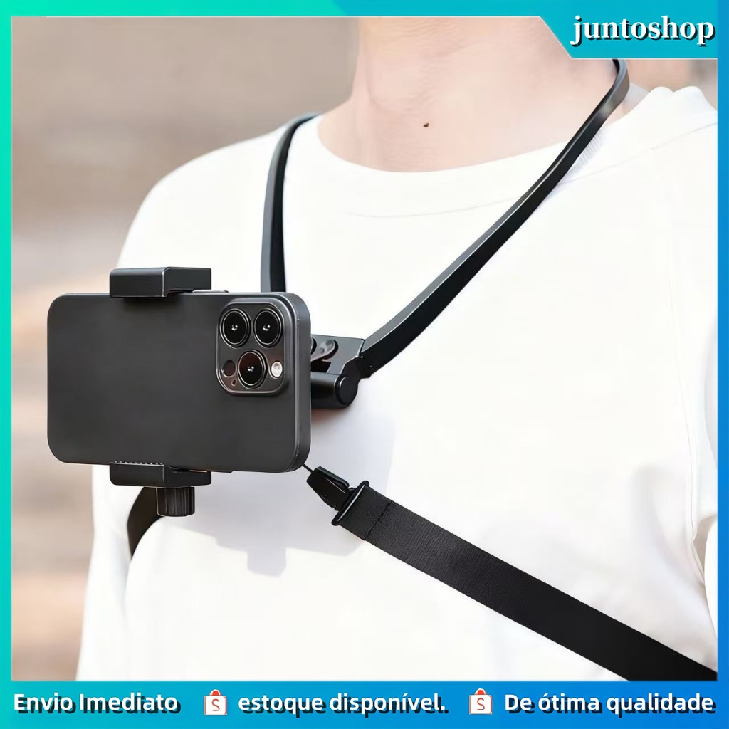 5 Peças Suporte de Pescoço Esticável com Rotação de 360°, compatível com celular e câmera de ação
